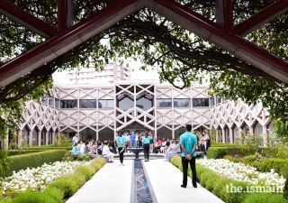 During the Diamond Jubilee Celebration in Lisbon, tours were arranged for members of the Jamat to visit the Ismaili Centre and its gardens.