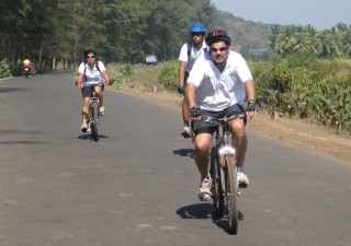 Participants braved the heat and the open road to keep cycling the 550 kilometres from Mumbai to Goa. 