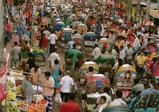 A busy street in Bangladesh’s capital city.