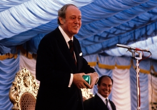 The Lord Soames, Lord President of the Council, addressing the guests at the Foundation Ceremony of the Ismaili Centre, London.