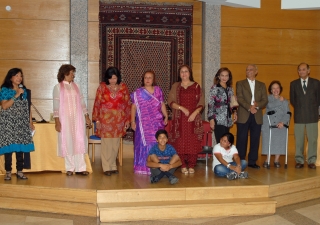 Seniors take part in a theatre performance about mediation and dispute resolution during the Seniors in Movement programme held at the Ismaili Centre, Lisbon.