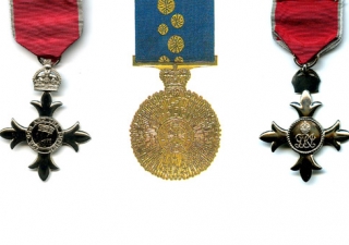 Medallions of the Most Excellent Order of the British Empire and the Medal of the Order of Australia.