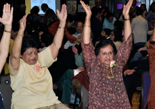 Participants at the Seniors Fair learn new exercise routines to improve their health and wellbeing.