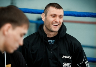 Odilbekov awaits the start of a contest in Buryatia, Russia.