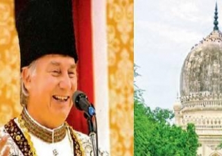 His Highness the Aga Khan during the golden jubilee of his Imamat in 2007 and (right) the tomb of Fatima Sultana which is being conserved by the Aga Khan Trust for Culture.