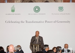 Prince Amyn delivers the keynote address during an evening reception, in which he remarked on the history of giving in the Ismaili tradition. 