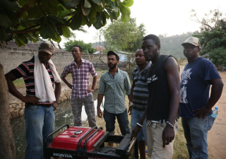 Amil (centre) with film crew during the production of 'Aisha.'