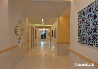 Part of the exhibition, In Search of Illusion, on display in the education wing of Spring Ismaili Jamatkhana. Art on left, “Inspiration of the Mind,” by Fahim Somani. Art on right, “Jorah,” by Salman Abdul.