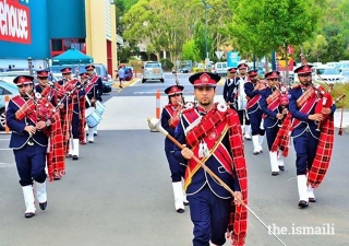 The Melbourne Pipe Band performs at the annual Australia Day breakfast hosted by the Melbourne Lions Club and the White Horse Council.