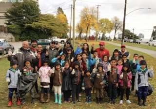 Beavers and Cubs from the 13th Burnaby Ismaili Scout Group helped clean up Highland Park Line Trail in Burnaby.