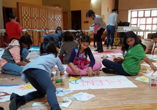 TogethART participants creating individual pieces during the session at the Ismaili Centre, Burnaby. Khaleel Meghji 