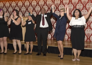 Ontario Premier Kathleen Wynne, Thorncliffe Neighbourhood Office  Executive Director Ahmed Hussein and TNO staff celebrate 30 years of programming. Moez Visram