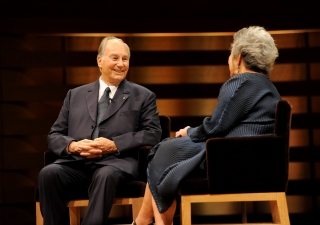 Mawlana Hazar Imam in an onstage conversation with Adrienne Clarkson. Lisa Sakulensky