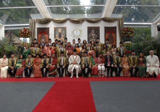 Mawlana Hazar Imam together with leaders of the Jamat from around the world at Aiglemont on the occasion of the inauguration of the Golden Jubilee on 11 July 2007. Zahur Ramji