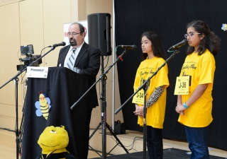 Contestants compete at the Spelling Bee of Canada Provincial Championship finals held at the Ismaili Centre Toronto. Gulam Ali Kassam