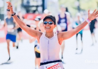 An  exhilarated Ismat after the 2022 Chicago Marathon