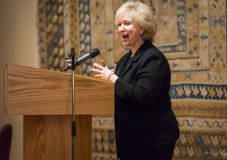 Former Canadian Prime Minister Kim Campbell delivers an Ismaili Centre Lecture in Vancouver. Azim Verjee