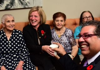 Premier Rachel Notley and Mayor Naheed Nenshi visit residents currently living at Generations campus in Calgary.