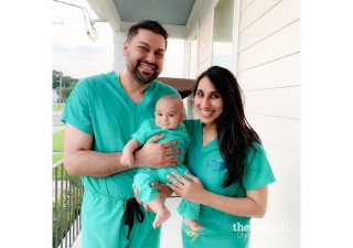 Tanya Lutfeali Lalani and Alykhan Lalani with their baby Aryaan.