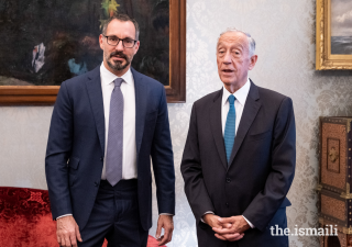 Prince Rahim and President Marcelo Rebelo de Sousa in Lisbon.