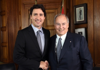 Canadian Prime Minister Justin Trudeau and Mawlana Hazar Imam at the Parliament Hill in Ottawa. Zahur Ramji