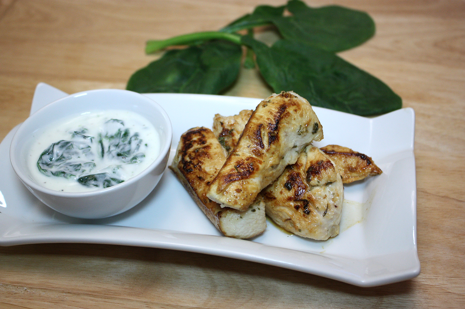 Pan Saute Tarragon Chicken with Spinach Dip