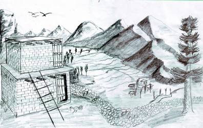 A pencil sketch by one of the participants in the Friends of the Environment art competition. Photo: Courtesy of ITREB Pakistan