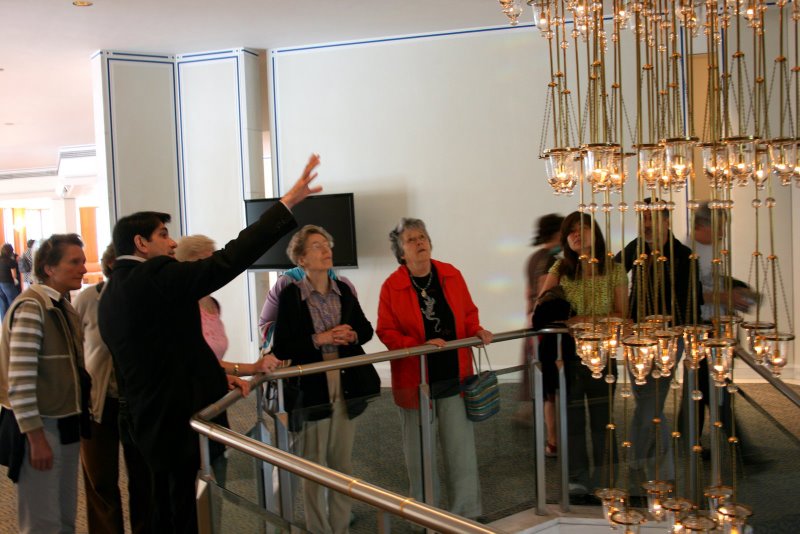 Visitors view the Ismaili Centre's central staircase lantern during the Open House London exhibition. Photo: Courtesy of the Ismaili Council for the UK