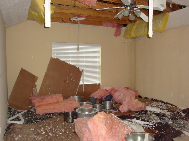 Damage from Hurricane Ike in the home of a member of the Houston Jamat. Photo: Courtesy of the Southwest USA Ismaili Youth Club