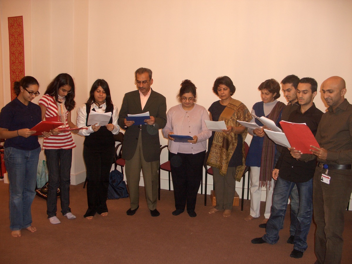 Members of the Jamat rehearse devotional recitations to be performed during the Golden Jubilee visit. Photo: Courtesy of the Ismaili Council for France