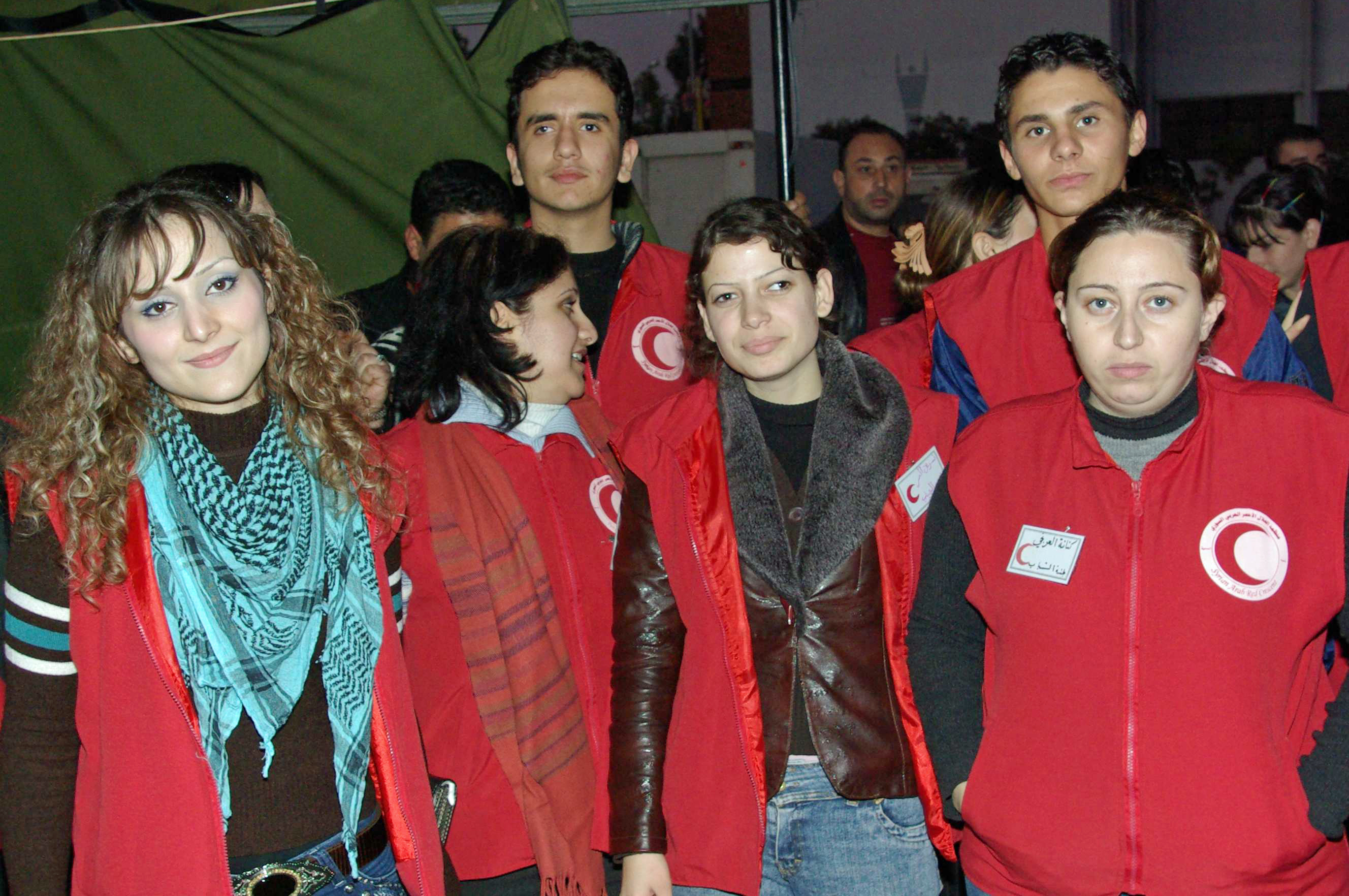 The Syrian Red Crescent provided volunteers to support the eye camp initiative. Photo: Zahir Daya