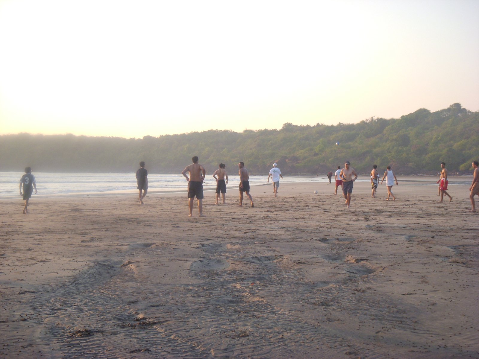 In the few minutes between arriving at camp and the setting of the sun, somehow the cyclists still found the energy to play football on the beach. Photo: Farah Gilani