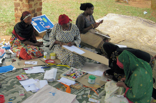 Madrasa Programme teachers gather to prepare learning materials for their students and classrooms. Photo: Courtesy of Shamim Murji