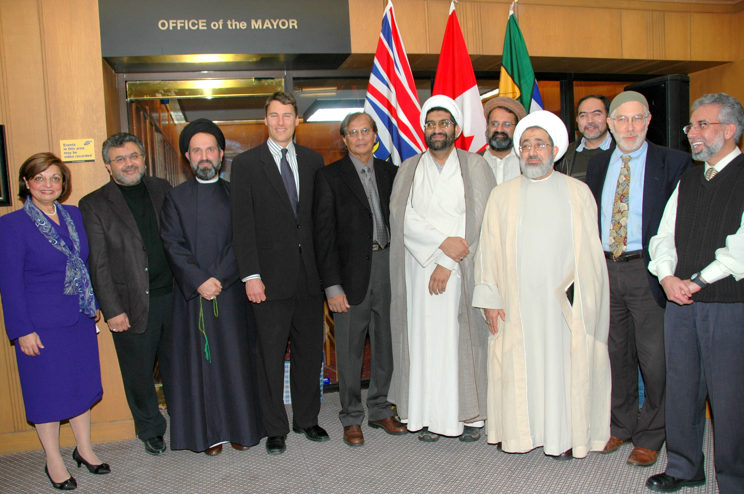 Leaders from British Columbia's Muslim communities, including Ismaili Council President Samira Alibhai, gather at Vancouver City Hall with Mayor Gregor Robertson to commemorate Eid al-Adha. Photo: Sultan Bhalo