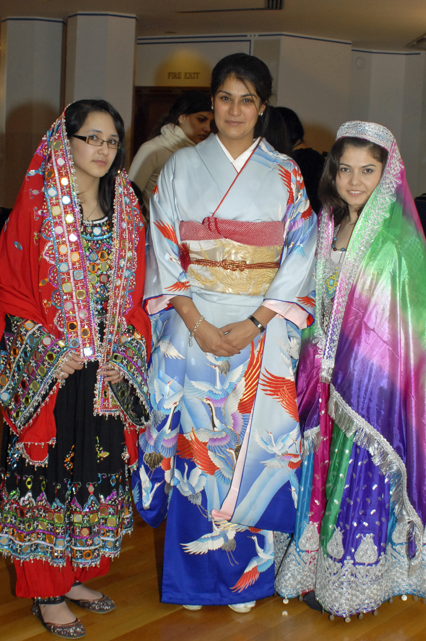 Women don traditional clothing from around the world as part of International Women`s Day celebrations. Photo: Sadrudin Verjee