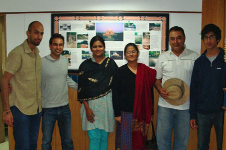 Prashant Joshi, Karim Jetha, Munir Samji, and Rahim Velji together with staff from AKF India. Photo: Courtesy of Prashant Joshi