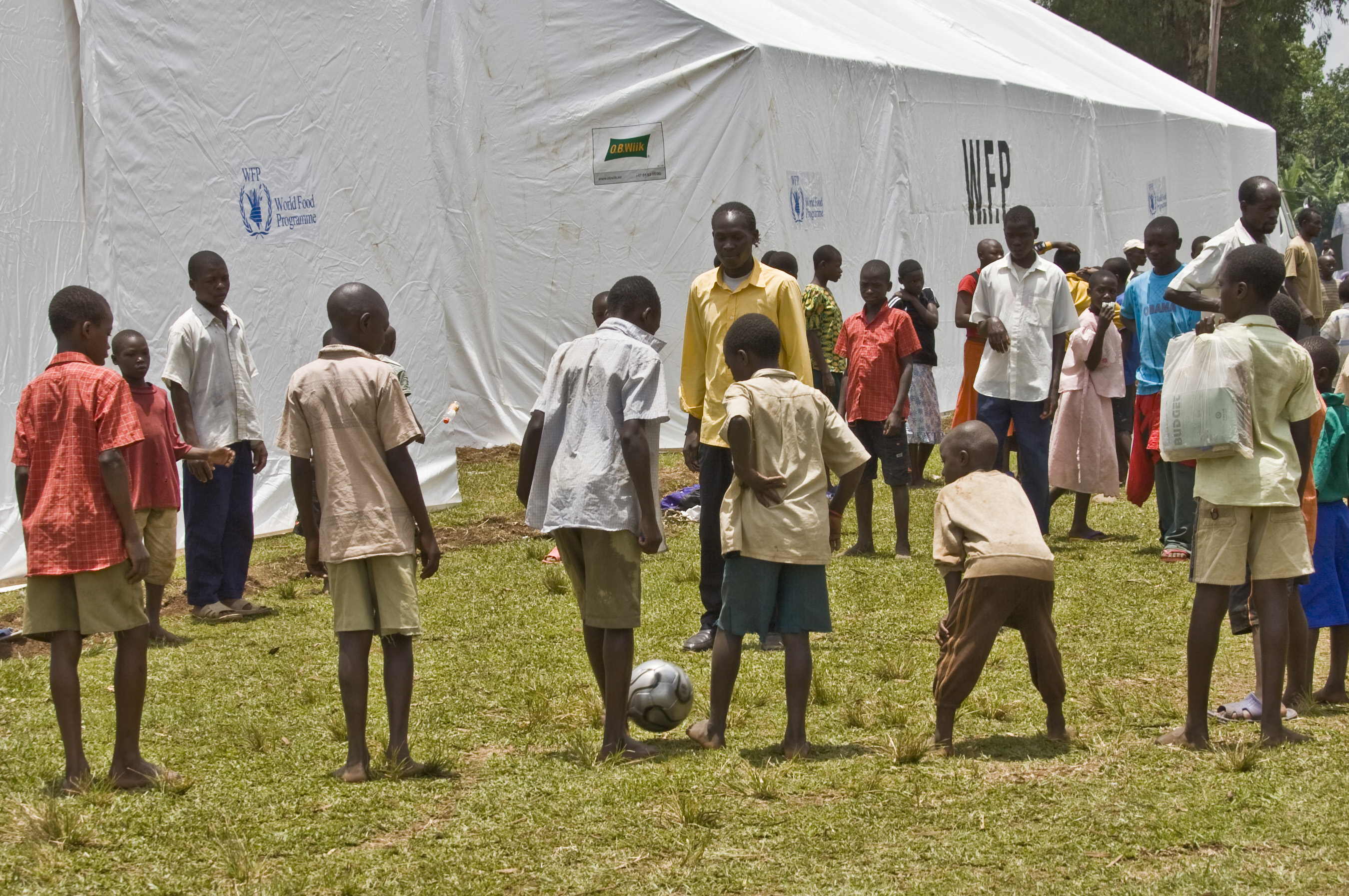 A donation of footballs brought a measure of joy and relief to the young girls and boys at the camp. Photo: Zahir Rhemtullah