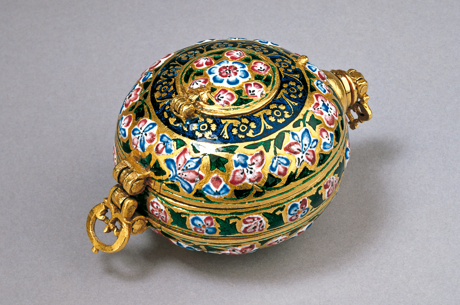 European in style, this enamelled gold compendium was created for the Qajar court of 19th century Iran. It reflects both a taste for luxury and an interest in scientific knowledge. Photo: Courtesy of the Aga Khan Trust for Culture