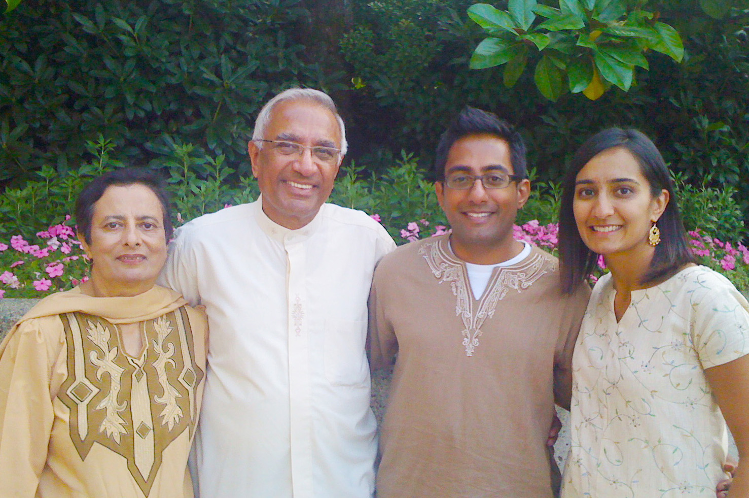 The Waljees pose for a family photograph in the gardens of the Ismaili Centre, Burnaby. Photo: Courtesy of Dr Shainul Waljee