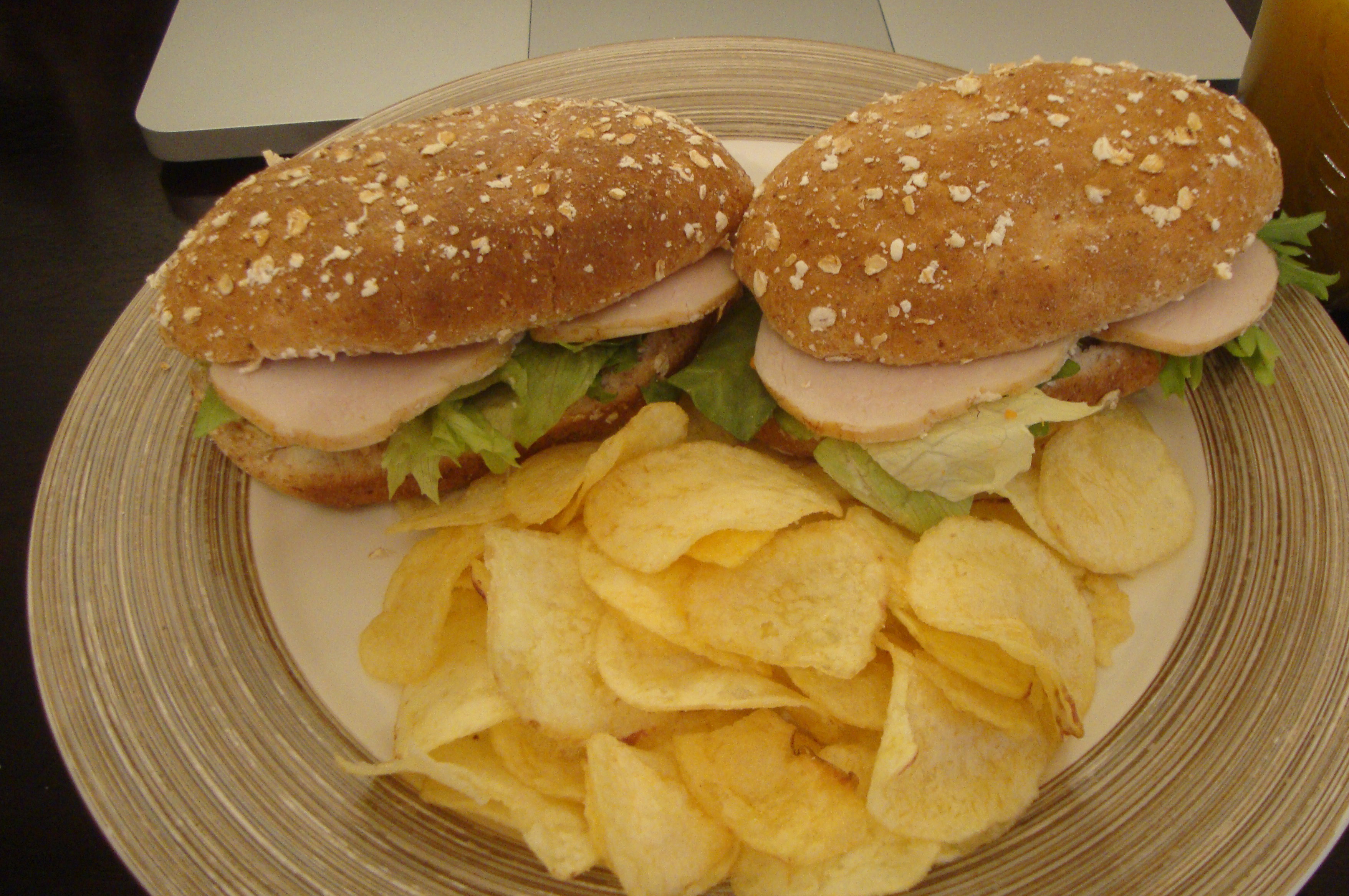 Not all burgers are bad for you. Try this wholemeal roll with turkey (or chicken) slices. Photo: Nazma Lakhani