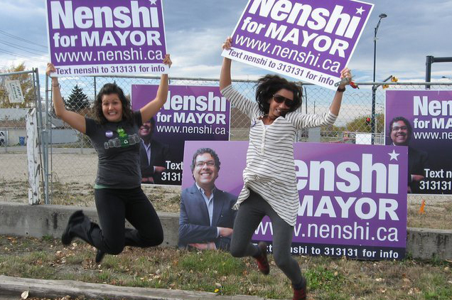 Nenshi's six-month mayoral campaign did not have any paid staff. It was powered by enthusiastic, energised and engaged volunteers. Photo: Courtesy of Naheed Nenshi