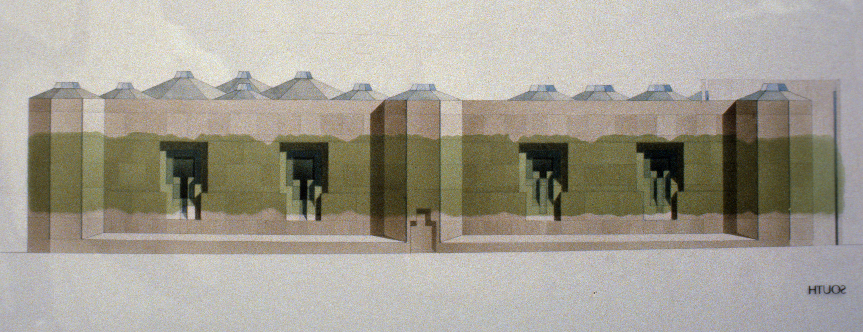 An architect's drawing of the side of the Ismaili Centre, Burnaby, which opened in 1985 and is celebrating its 25th year in 2010. Photo: Courtesy of the Ismaili Council for Canada