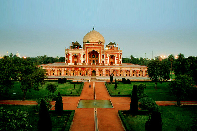 A view of the western facade of Humayun's tomb after the garden restoration was completed. Conservation work on the mausoleum is ongoing. Photo: Courtesy of AKTC