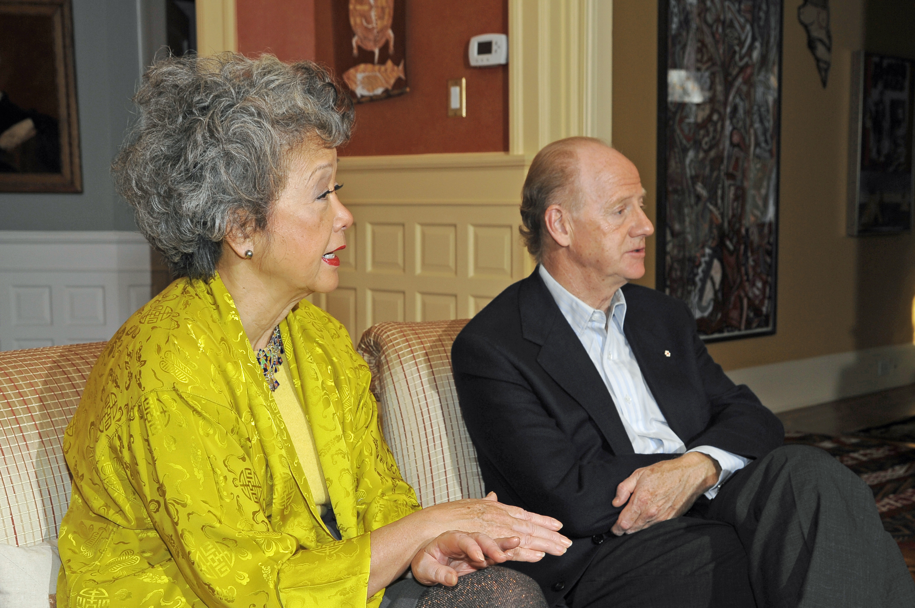 Former Governor General of Canada the Right Honourable Adrienne Clarkson and John Ralston Saul spoke with Sheherazade Hirji following Mawlana Hazar Imam's lecture at the 2010 LaFontaine-Baldwin Symposium. Photo: Moez Visram