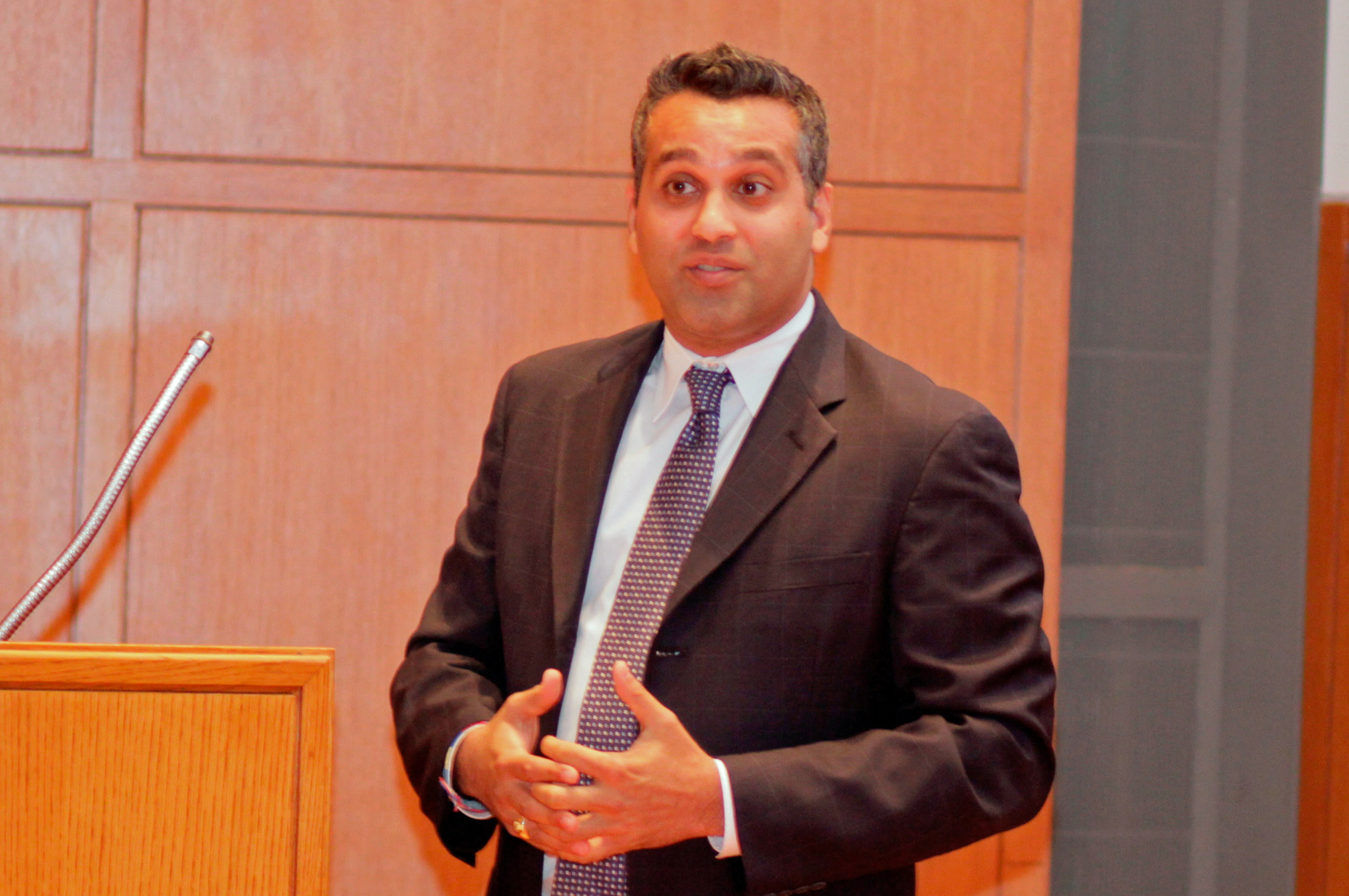 Sameer Paroo, then Student Affairs Coordinator at the Aga Khan Academy in Nairobi, speaks about global leadership. Photo: Bombay Photography