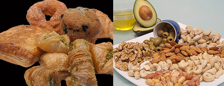 Choose food containing healthier monounsaturated and polyunsaturated fats over unhealthy saturated and trans fats. Photo: Barkatali Kerai (photos) Shiraz Allibhai (montage)