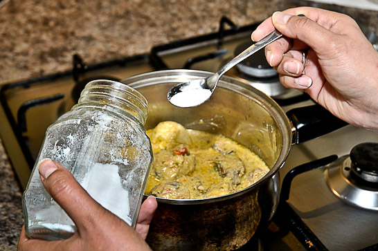 Measure the amount of salt you add using a teaspoon and gradually try to use less in your cooking. Photo: Barkatali Kerai