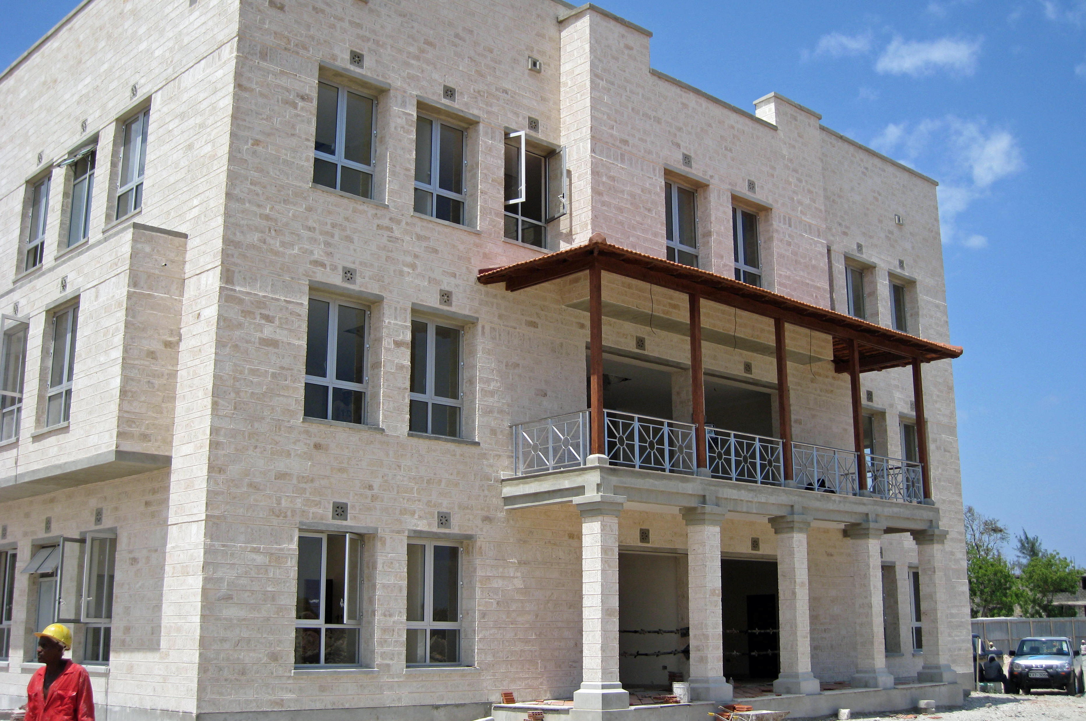 The Student Residence Block at the Aga Khan Academy, Mombasa, finished with coral stone cladding. Photo: Courtesy of PCM