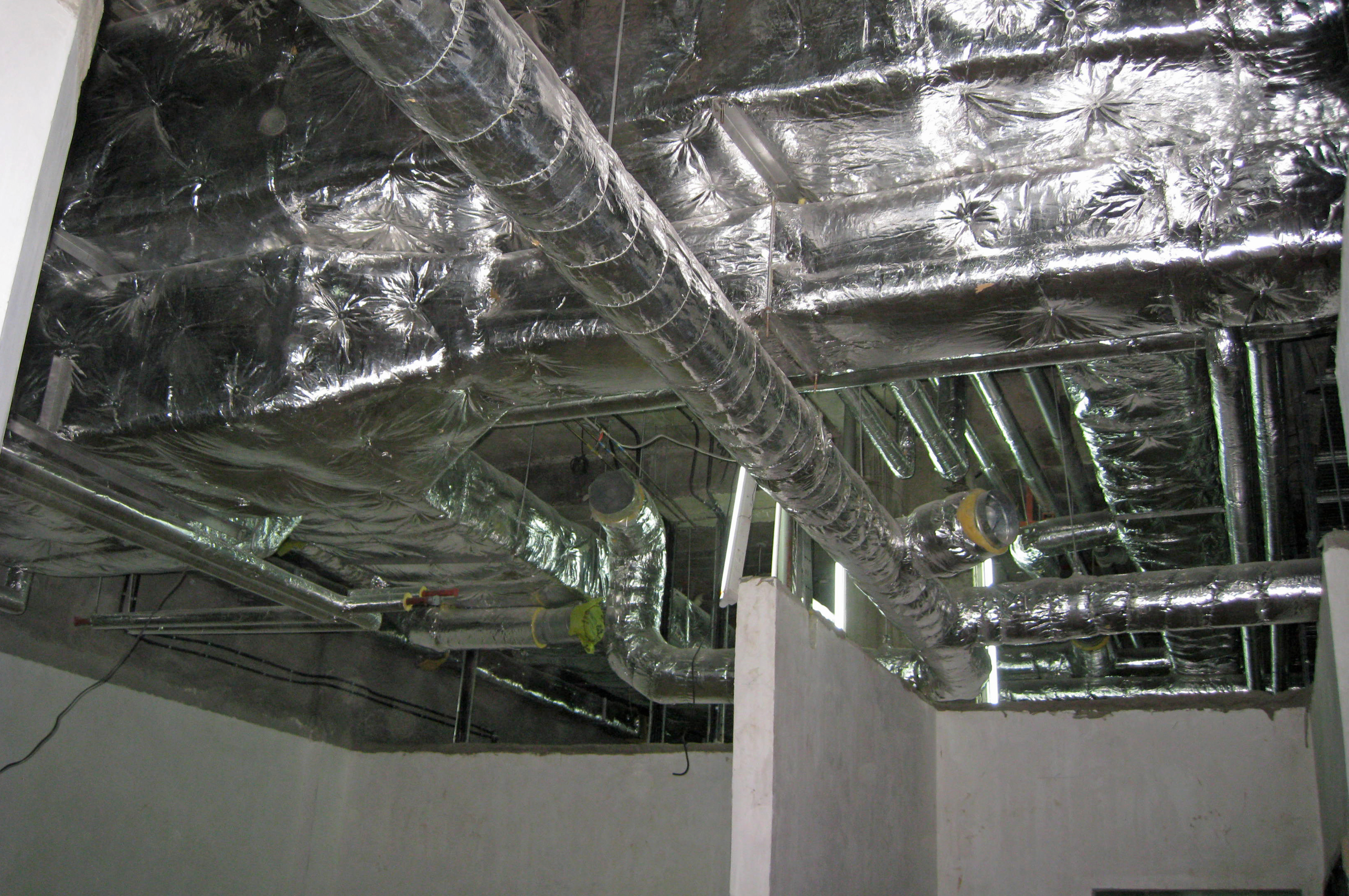 A typical view of the mechanical, electrical and plumbing works in the ceiling voids at each floor of the Aga Khan University Hospital in Nairobi. Photo: Courtesy of PCM