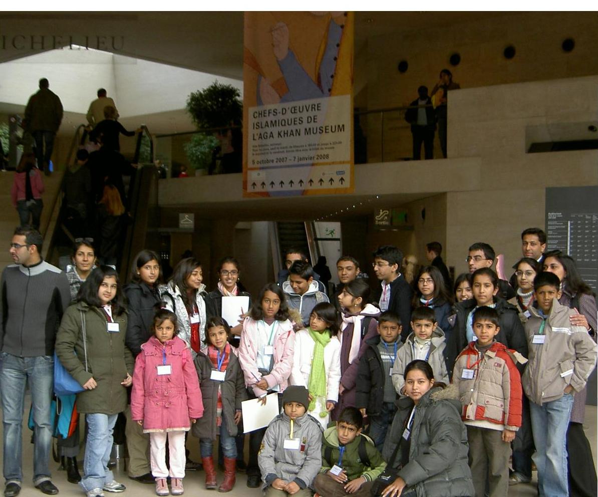 Young members of the France and Belgium Jamats visit the Spirit and Life Exhibition at the Louvre Museum in Paris.  Photo: Minkess Alibay  